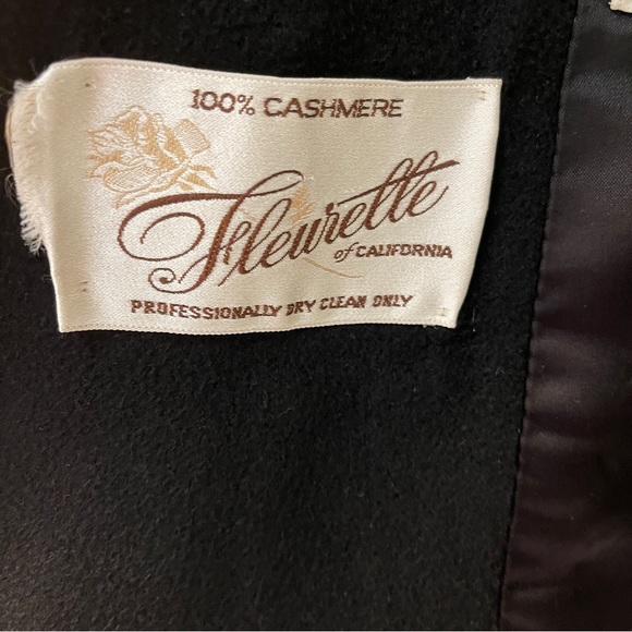 VINTAGE 100% LADIES FLEURETTE BLACK FULL LENGTH CASHMERE COAT - Picture 6 of 11